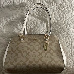 coach purse tan canvas/ leather